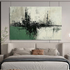 Black and White Abstract Landscape with Textured Horizons Abstract Painting ABS377