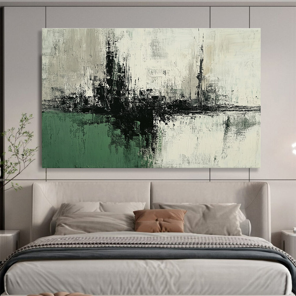 Black and White Abstract Landscape with Textured Horizons Abstract Painting ABS377