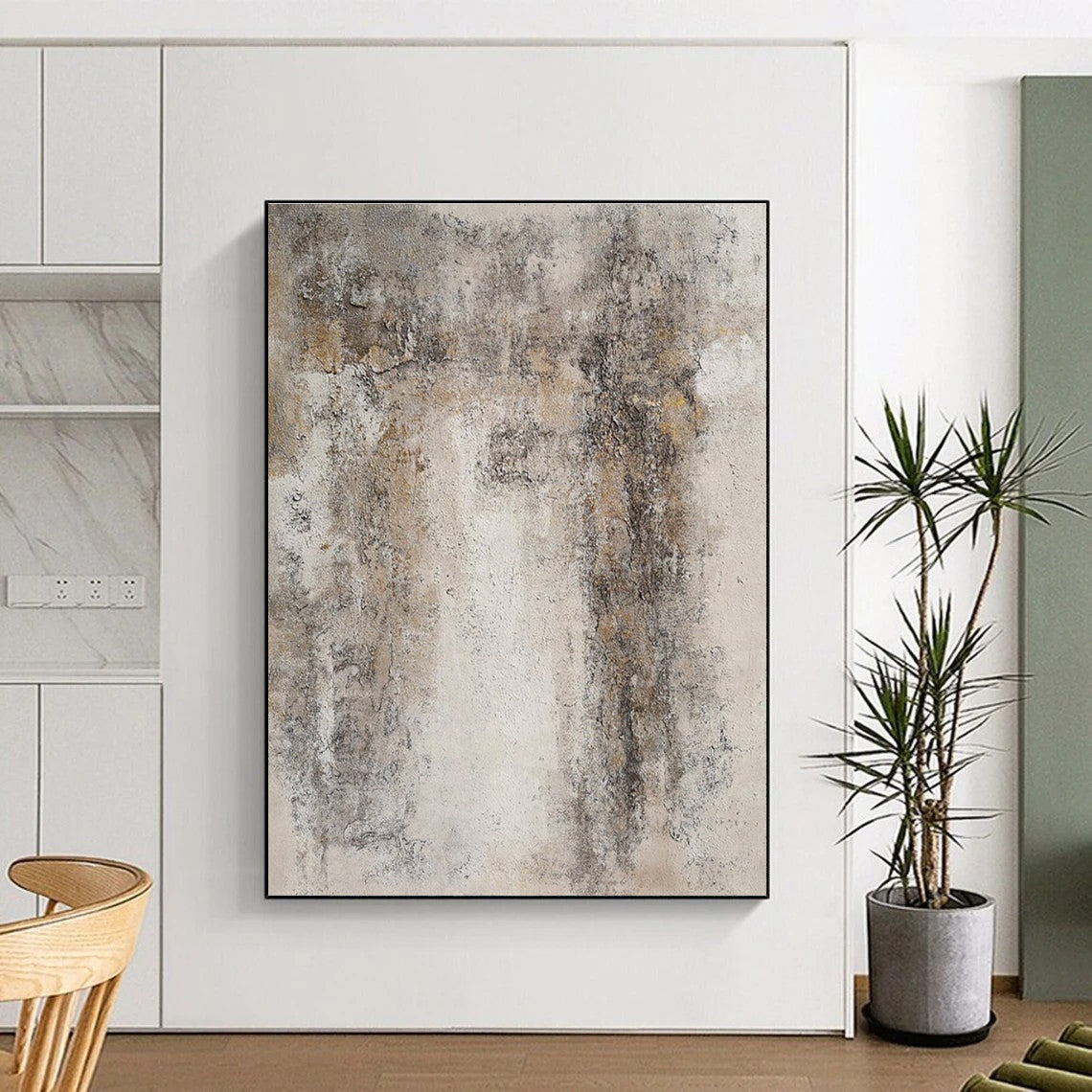 Weathered Concrete - Like Abstract in Gray and Beige Painting for Industrial - Chic Lofts HENG346