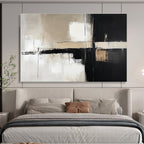 Gray - based Geometric Abstract with Contrasting Strokes Abstract Painting ABS388