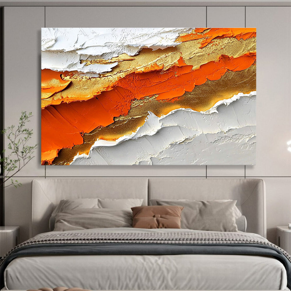 Textured Orange - Gold Abstract Painting with Rich, Tactile Layers ABS483