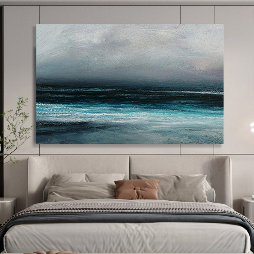 Dark Sea Abstract Mysterious Seascape Painting for Dramatic Spaces YHT034