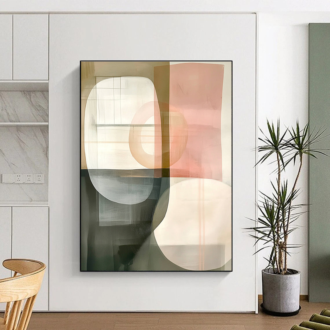 Soft Geometry Abstract Painting for Elegant Living Rooms GAB1027