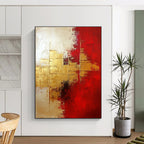 Gold and Red Abstract Painting for Luxury Hotel Lobbies GAB1242
