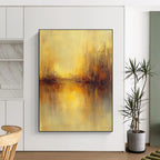 Golden River Landscape Abstract Painting for Rustic - Style Wine Cellars GAB1279