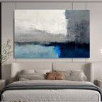 Grey - Blue Abstract Horizon Painting for Serene Spaces YHT073