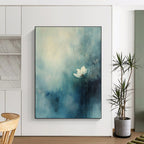 Solitary White Flower Abstract Painting for Serene Bedrooms GAB1101