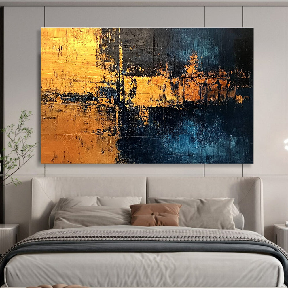 Golden Night Abstract Painting with Mysterious, Luxurious Tones ABS529