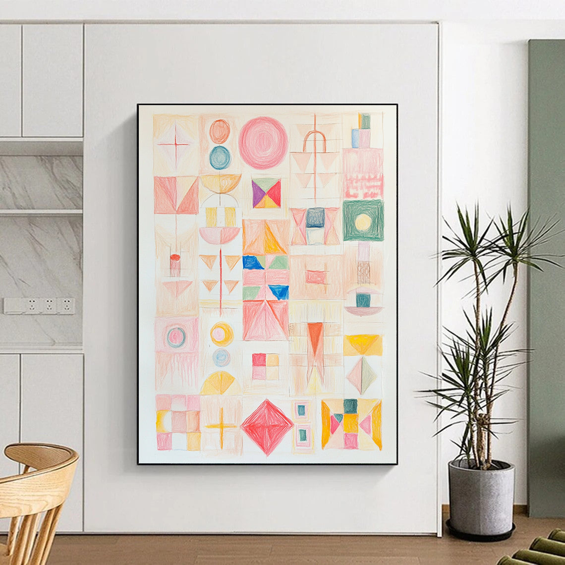 Colorful Geometric Collage Playful Abstract Painting GAB0365