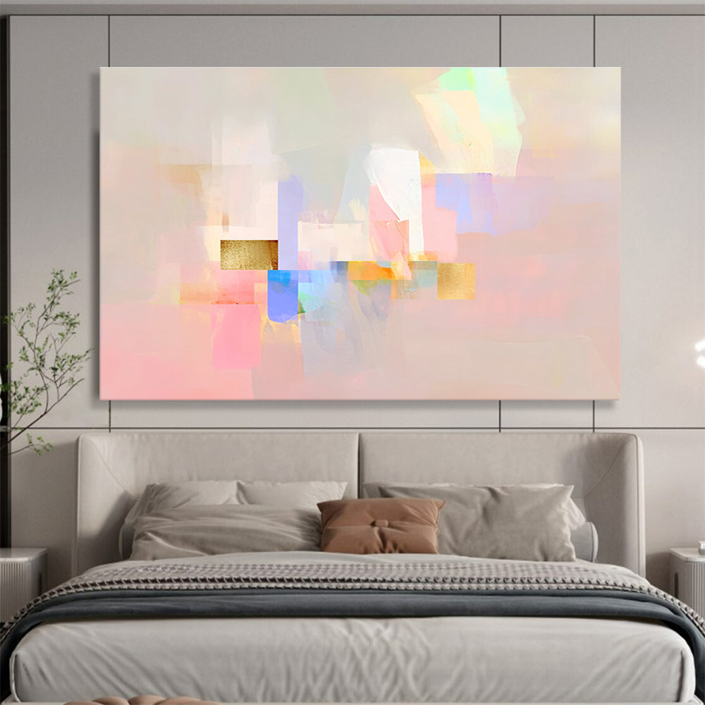 Pastel and Gold Geometric Abstract Painting ABS204