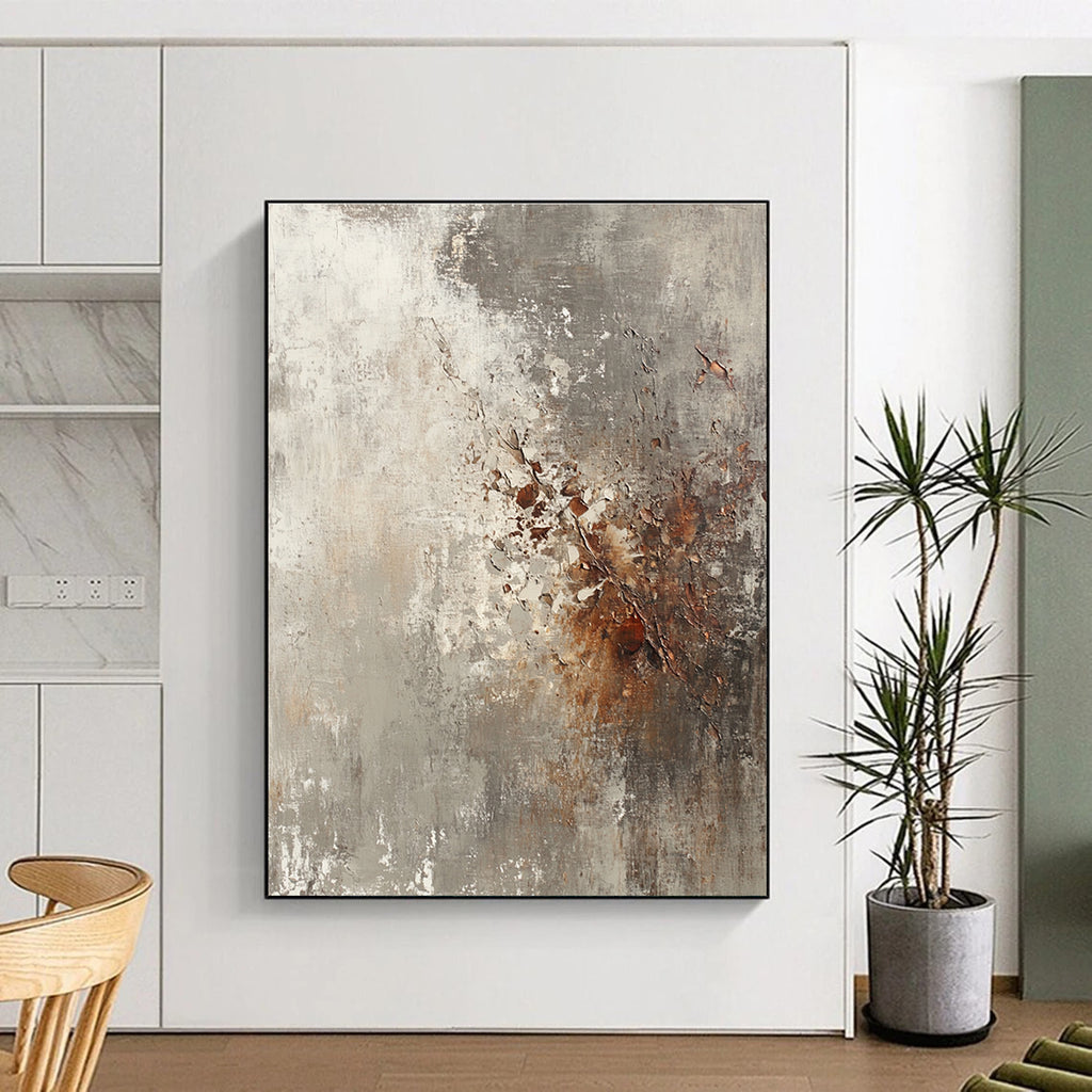 Gray and Brown Textured Abstract Painting with Rustic Character WINK293
