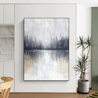 Misty Lake Reflection - Serene Landscape Abstract Painting GAB0520