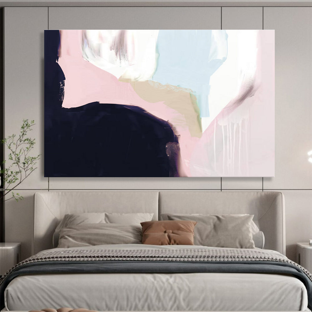 Soft Color Block Abstract Painting for Serene Bedrooms YHT132