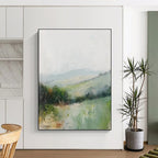 Misty Green Landscape Soft Impressionist Abstract Painting GAB0225