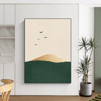Birds Over Golden Hill Abstract Painting for Bohemian - Style Bedrooms GAB1383
