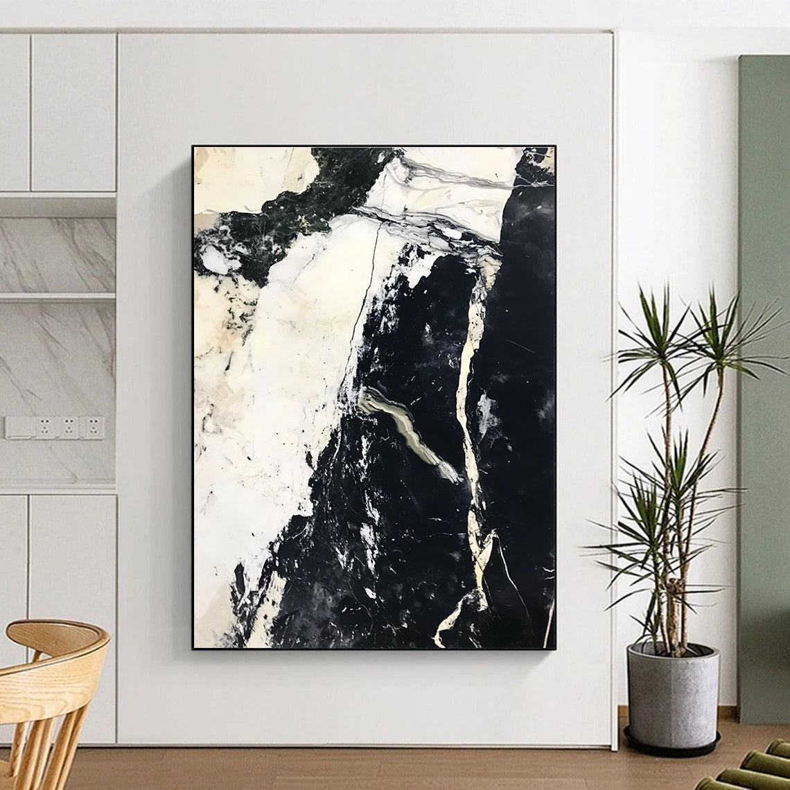 Black White Marble Abstract Painting with Timeless Elegance WINK743