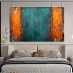Teal - Orange Abstract Painting for Industrial - Chic Lofts YHT408