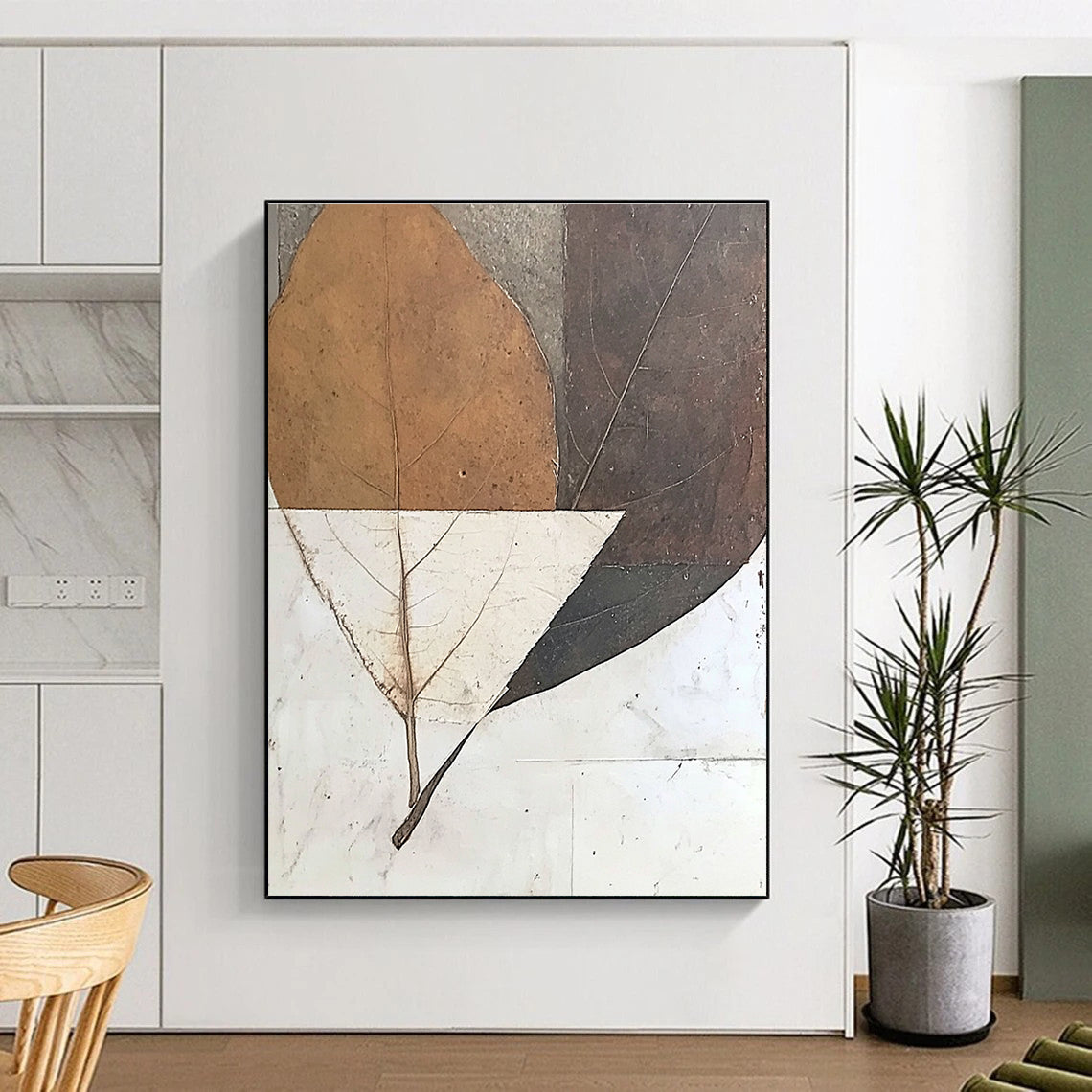 Collaged Leaves Artistic Botanical Abstract Painting GAB0312
