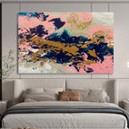 Pink - Gold - Navy Abstract Painting for Chic Bridal Salons YHT384