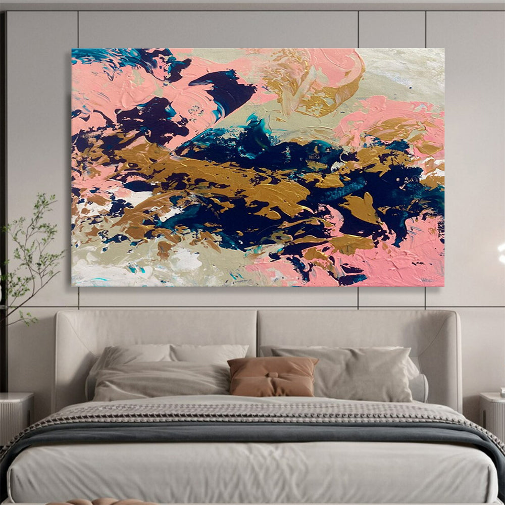 Pink - Gold - Navy Abstract Painting for Chic Bridal Salons YHT384