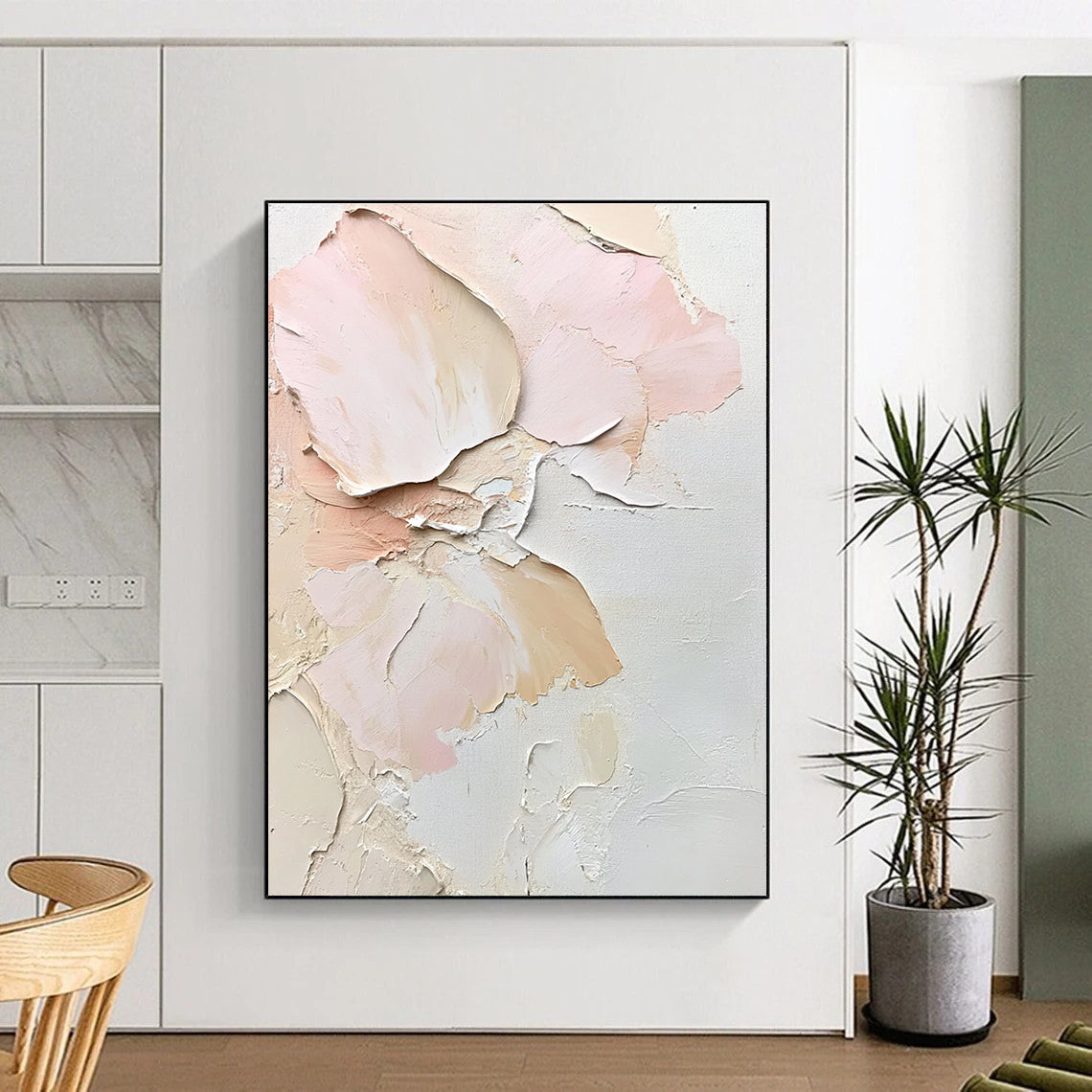 Textured Pink Flower Abstract - Tactile Botanical Abstract Art GAB0513