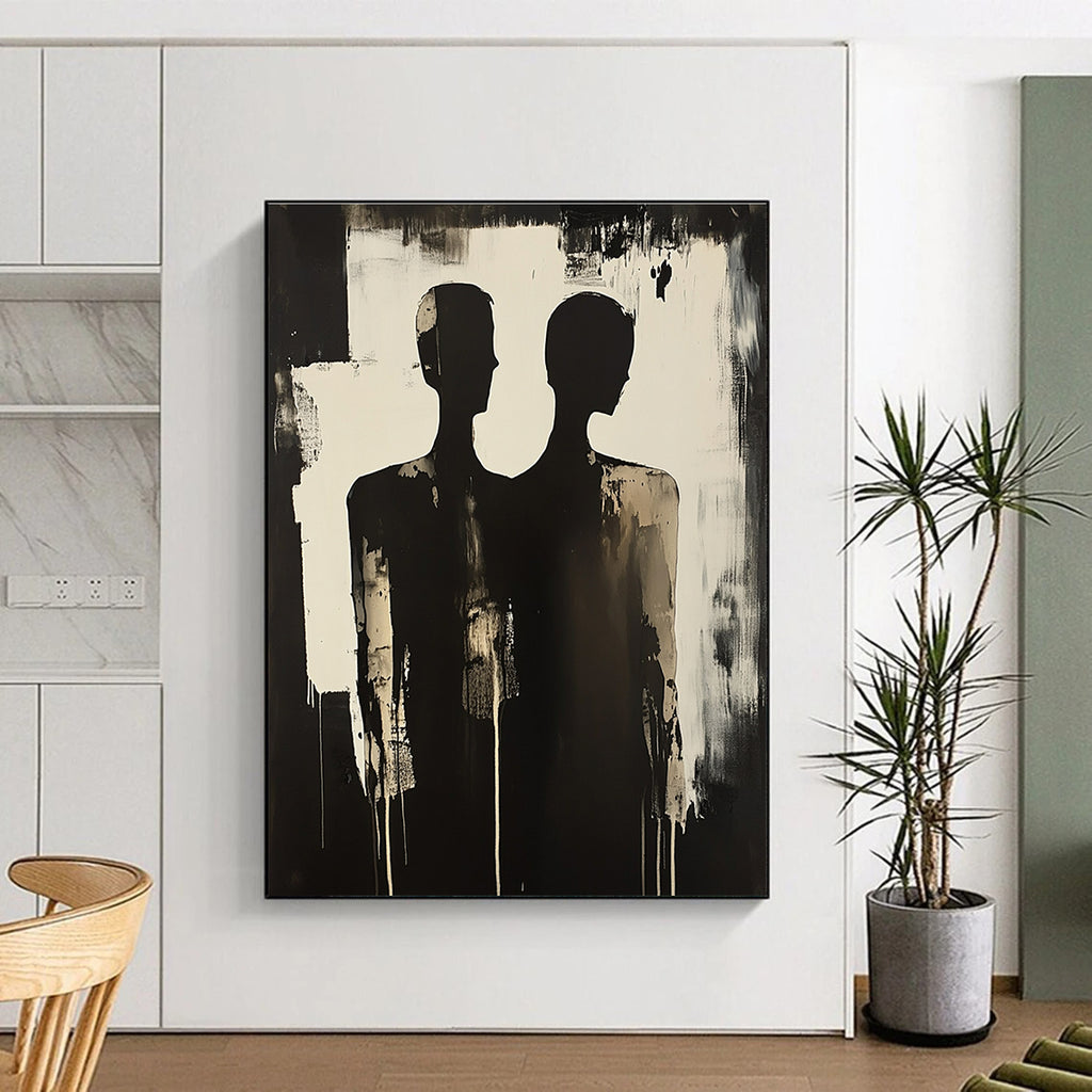 Paired Silhouettes Abstract Painting with Dramatic Contrast GAB0025