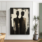 Paired Silhouettes Abstract Painting with Dramatic Contrast GAB0025