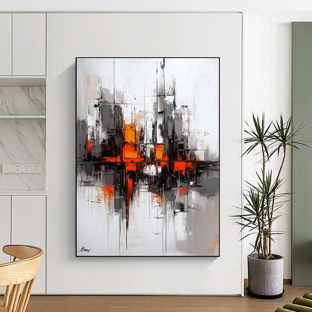 Vibrant Cityscape Art Abstract Painting for Energetic Workspaces GAB1398
