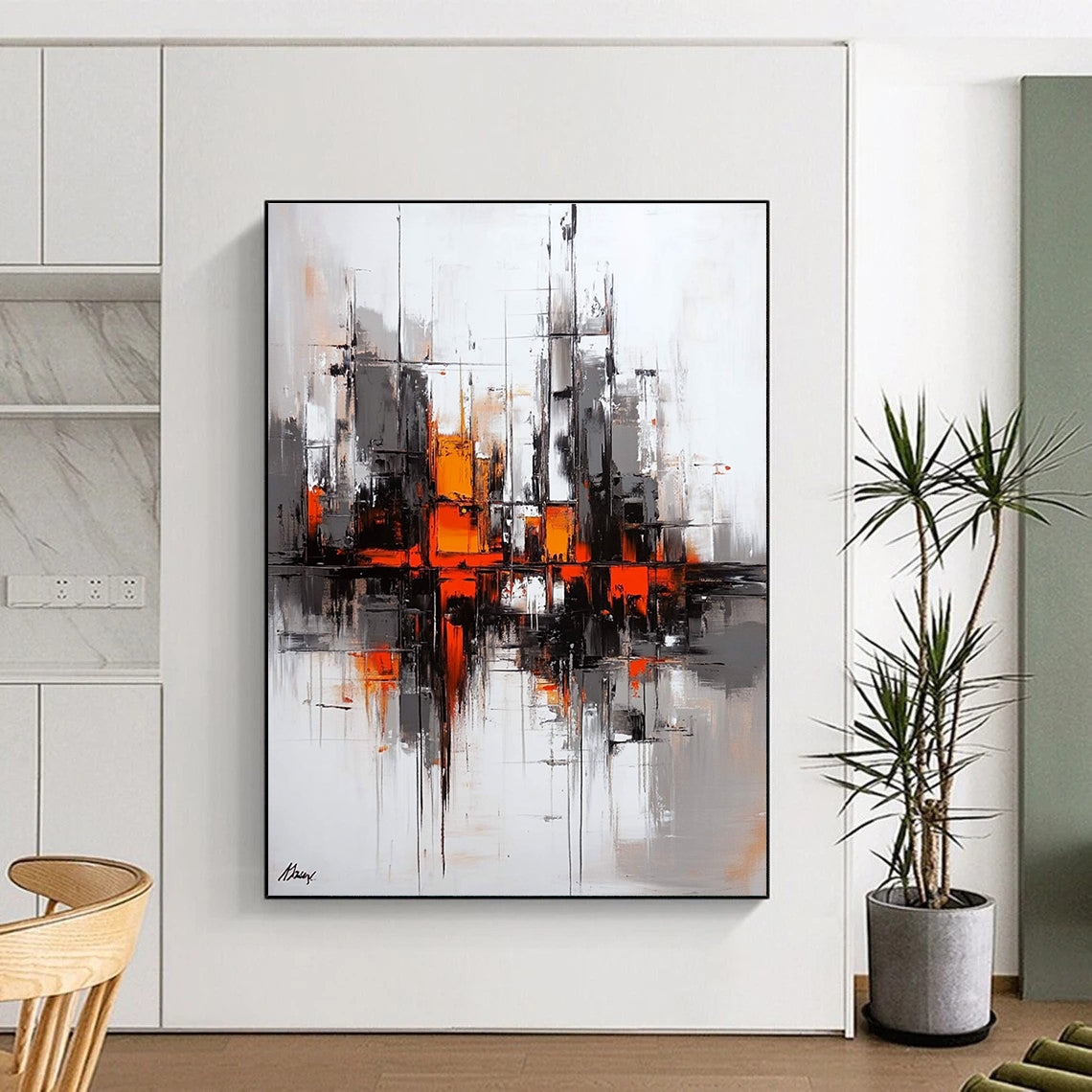 Vibrant Cityscape Art Abstract Painting for Energetic Workspaces GAB1398