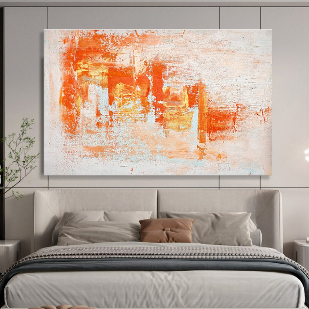 Orange and White Abstract Painting for Creative Coworking Spaces YHT377