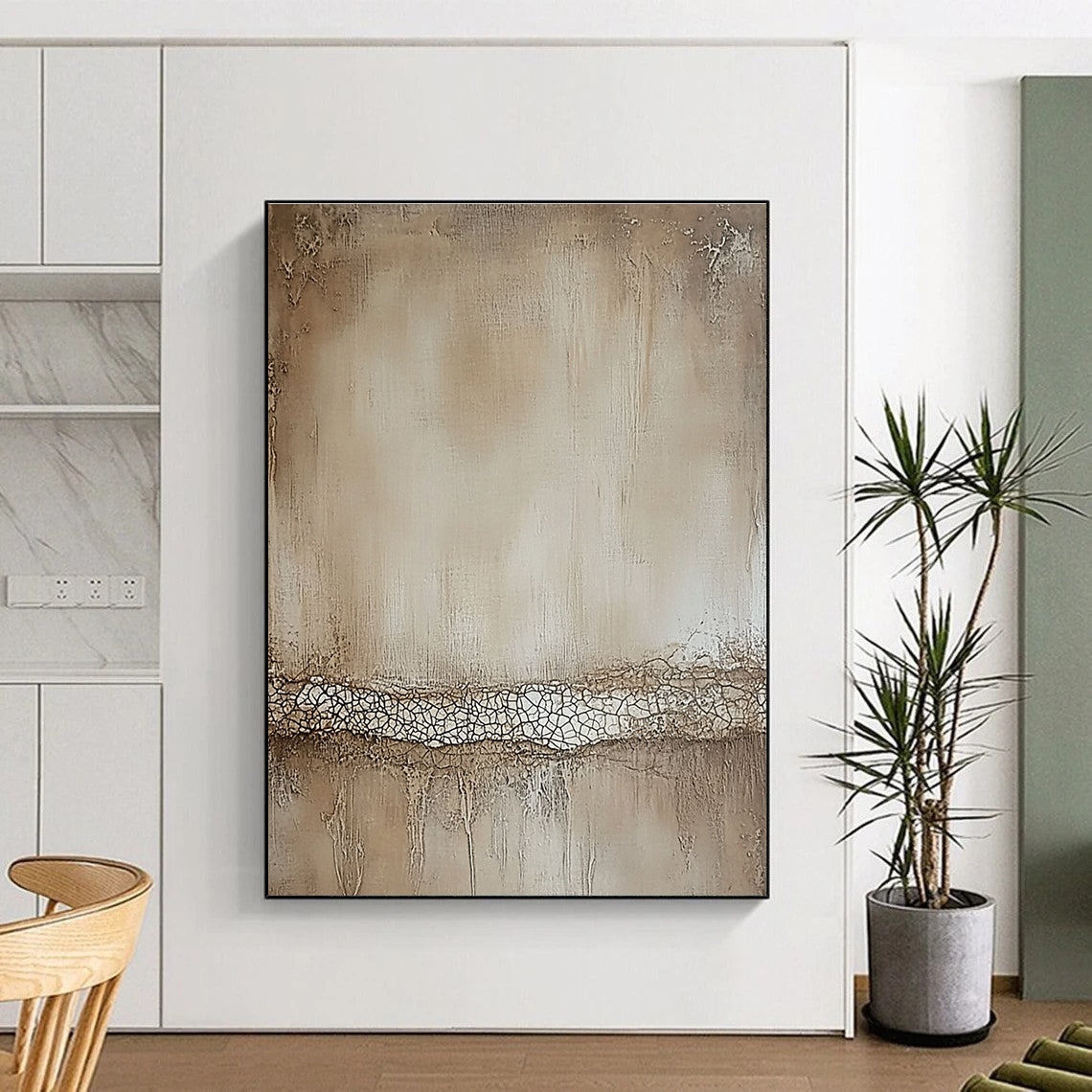 Crackled Texture Art Abstract Painting for Rustic Interiors GAB0706