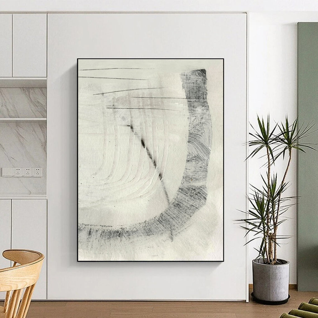 Minimalist Black - White Abstract Painting for Zen - Inspired Bedrooms HENG214