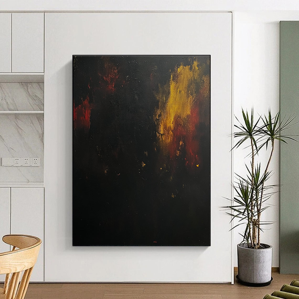 Dark Abstract Flames Painting with Mysterious Intensity WINK438