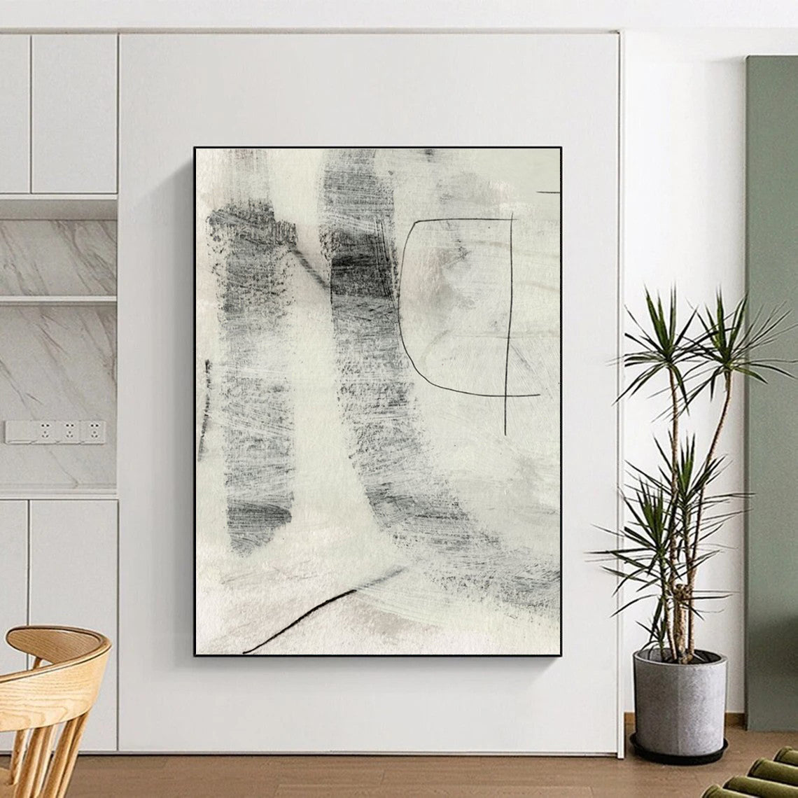 Monochromatic Textured Abstract Painting for Modern Art Galleries HENG213