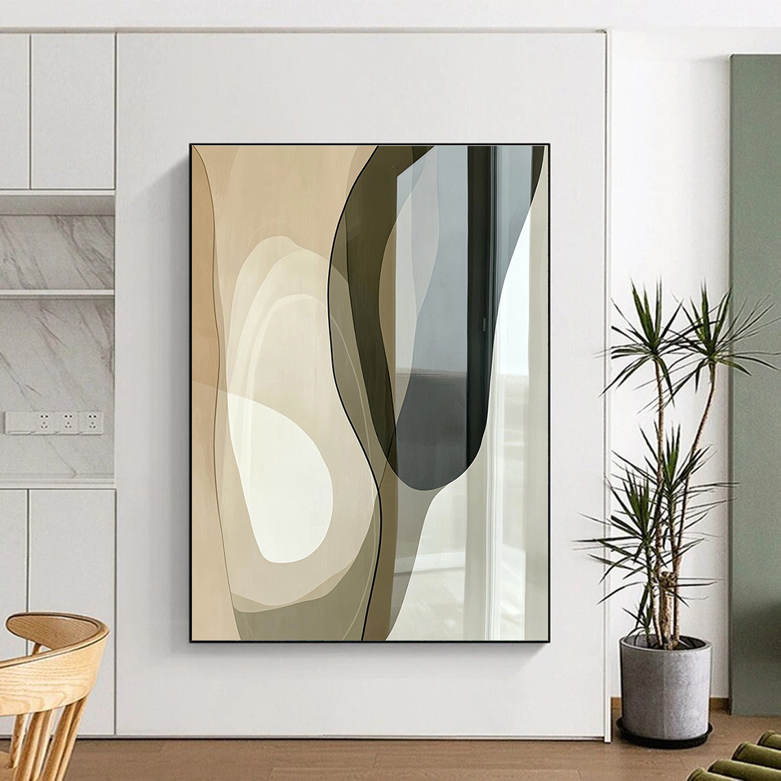 Translucent Curved Shapes Abstract Painting with Elegant Flow WINK045