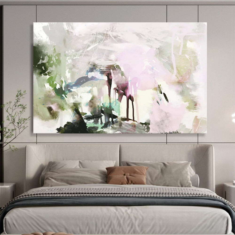 Soft Color Splash Abstract Painting for Serene Bedrooms YHT111