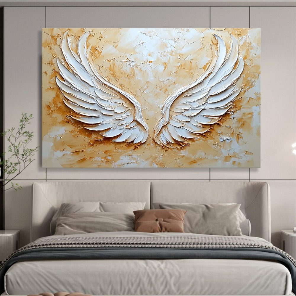 Textured Angel Wings: Inspirational Symbol in Relief Abstract Painting ABS165