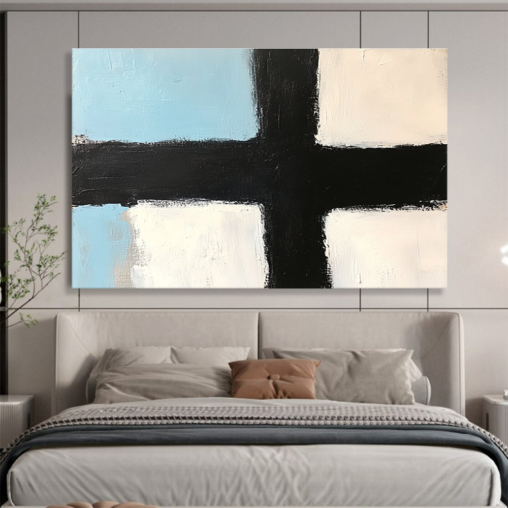 Black and White Cross Abstract Painting ABS309