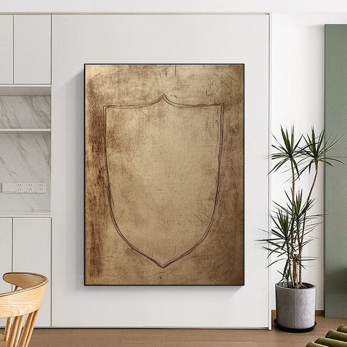Shield Sketch Abstract Painting of Medieval Symbol GAB0121