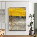 Striking Yellow and Gray Abstract Painting for Modern Decor GAB0676