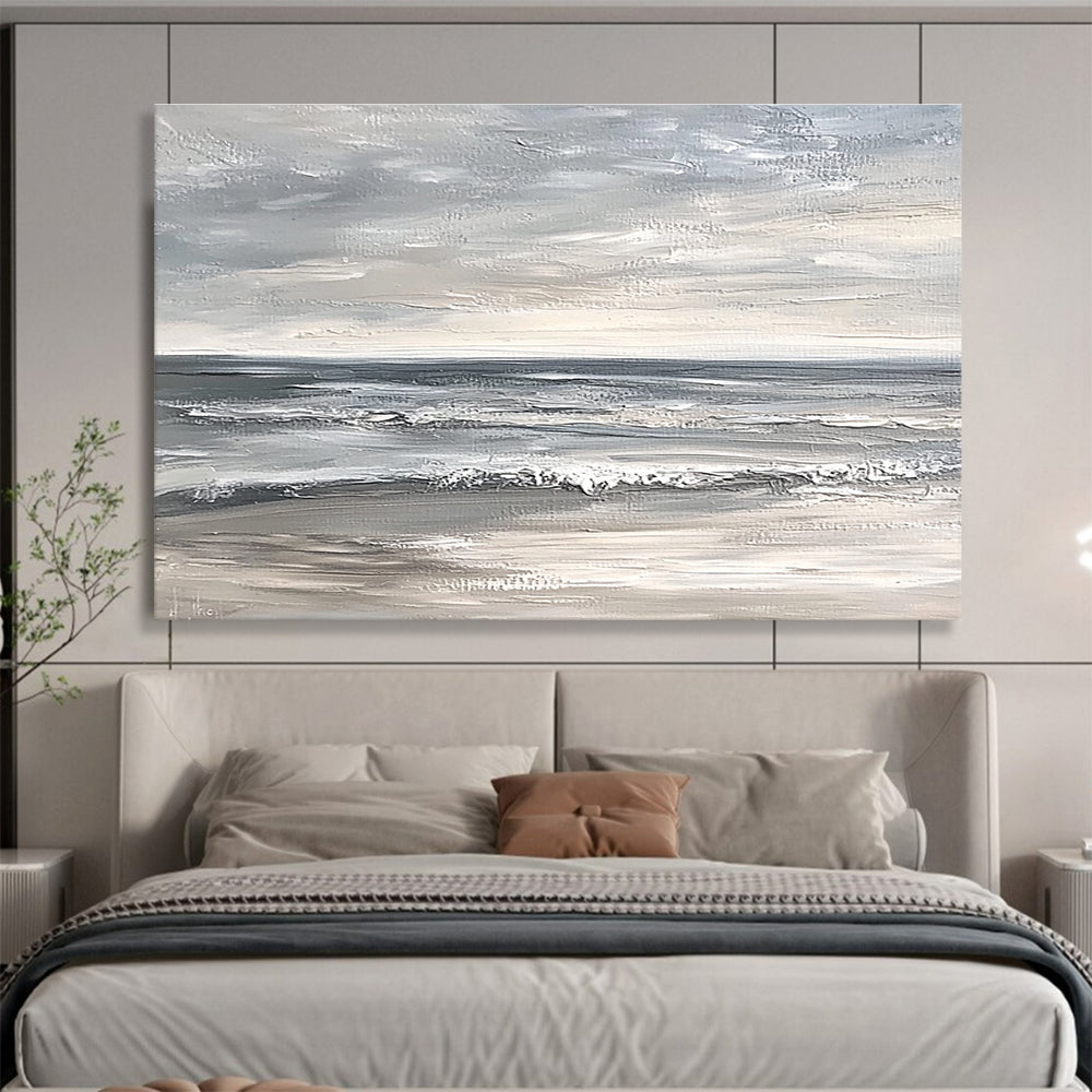 Gray - Toned Seascape Abstract Painting with Calm Serenity ABS435