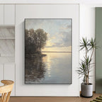 Lake at Sunset Serene Landscape Abstract Painting GAB0333