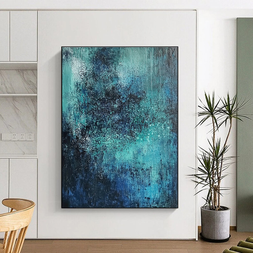 Blue Green Gradient Abstract Painting for Spa Retreats GAB0761