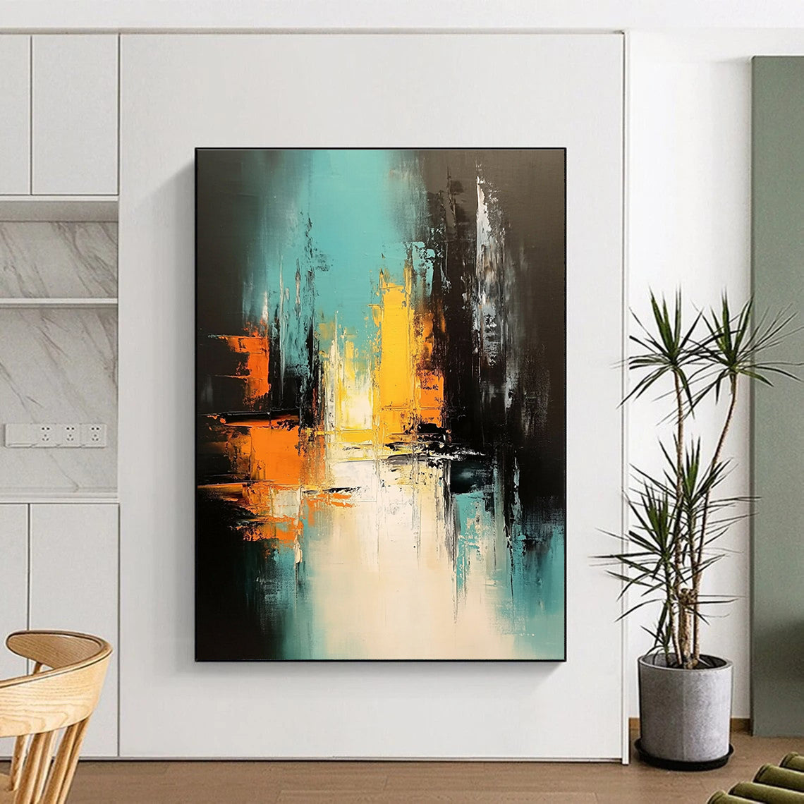 Urban Night Abstract Painting for Modern City - Lover’s Penthouses GAB0945