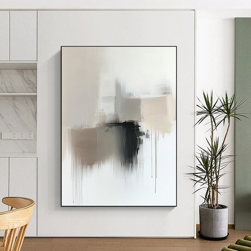 Neutral Tones Abstract Painting for Minimalist Dining Rooms GAB0803