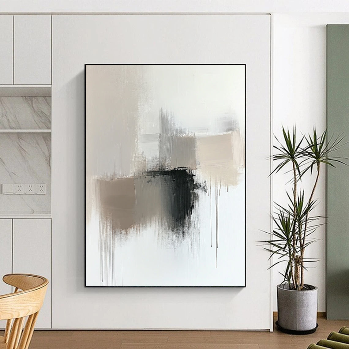 Neutral Tones Abstract Painting for Minimalist Dining Rooms GAB0803
