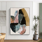Geometric Shapes Collage Abstract Painting for Contemporary Art Galleries HENG152