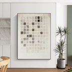 Monochromatic Grid Abstract Painting with Geometric Calm WINK295