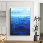Deep Blue Ocean Abstract Painting for Nautical - Themed Studies HENG345