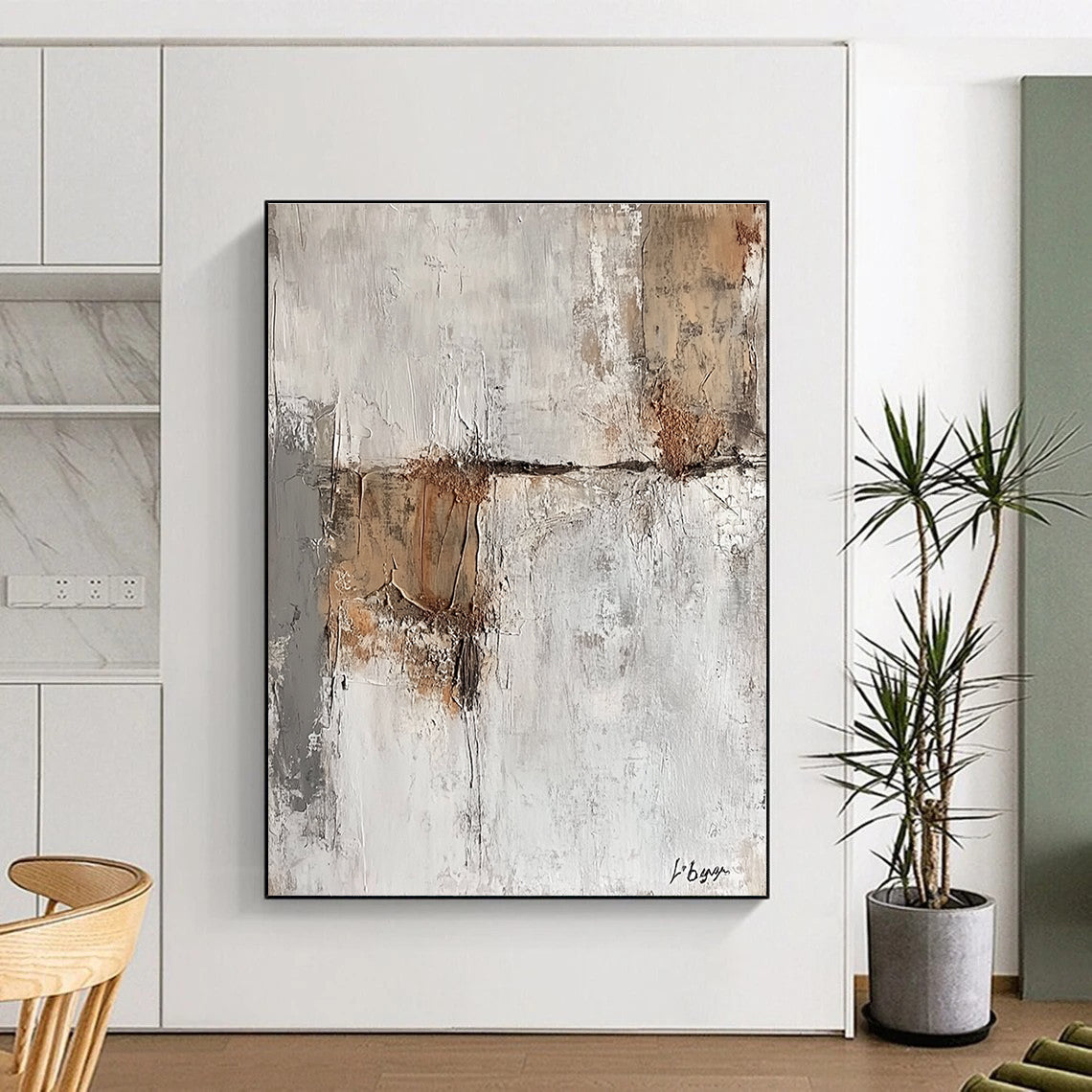 Textured Gray Abstract Painting for Industrial - Styled Lofts GAB1069